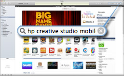 打開iTune程式，鍵入搜尋關鍵字「HP Creative Studio Mobile」鈕